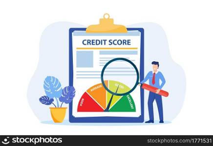 Credit report document concept. Credit rating agency concept. Vector illustration in flat style. Credit report document concept.