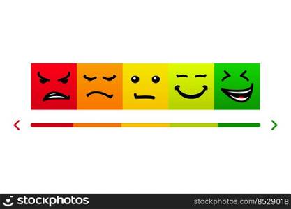 Credit score meter with different emotions vector concept isolated on white background.. Credit score meter with different emotions vector concept isolated on white background