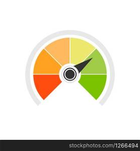 Credit score speedometer icon flat style. Vector