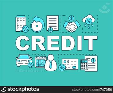 Credit word concepts banner. Banking. Presentation, website. Loan interest rate. Isolated lettering typography idea with linear icons. Vector outline illustration. Credit word concepts banner