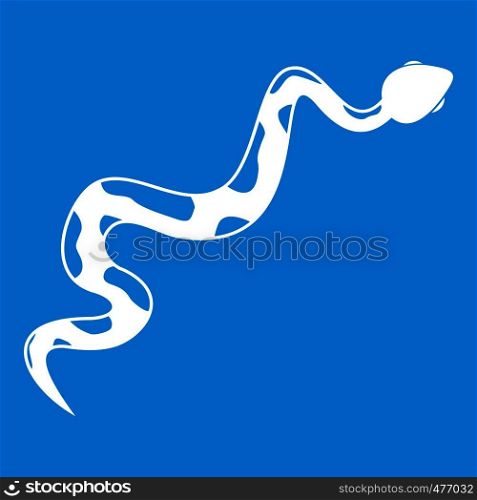Creeping snake icon white isolated on blue background vector illustration. Creeping snake icon white