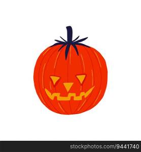 Creepy scary pumpkin with an evil muzzle, An illustration in a modern childish hand-drawn style. Creepy scary pumpkin with an evil muzzle, An illustration in a childish hand-drawn style