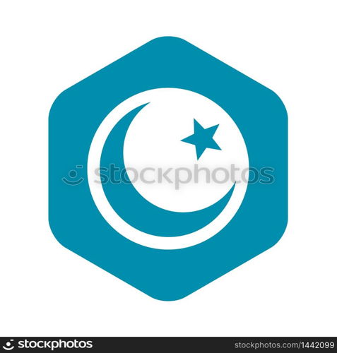 Crescent and star icon in simple style on a white background vector illustration. Crescent and star icon, simple style