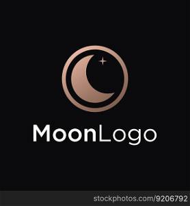 Crescent and star logo design with modern concept isolated on background.