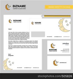 Crescent and stars Business Letterhead, Envelope and visiting Card Design vector template