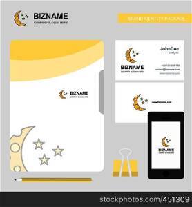 Crescent and stars Business Logo, File Cover Visiting Card and Mobile App Design. Vector Illustration