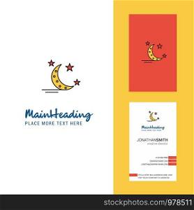 Crescent and stars Creative Logo and business card. vertical Design Vector