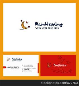 Crescent and stars Logo design with Tagline & Front and Back Busienss Card Template. Vector Creative Design