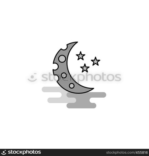 Crescent and stars Web Icon. Flat Line Filled Gray Icon Vector