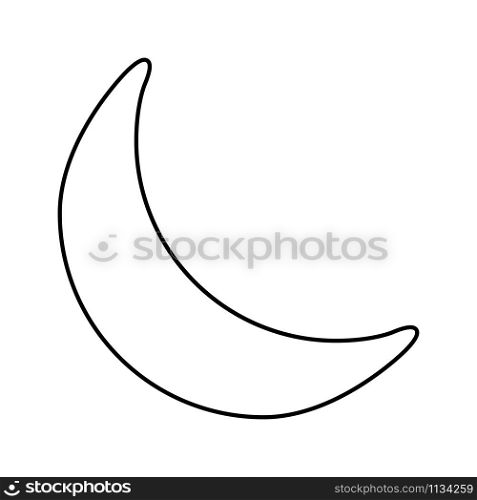 Crescent moon outline. Vector moon for coloring book. symbol illustration on white background. Flat design style.
