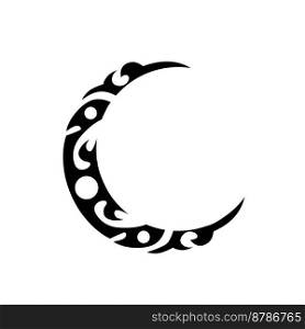 Crescent moon tribal concept black and white vector design