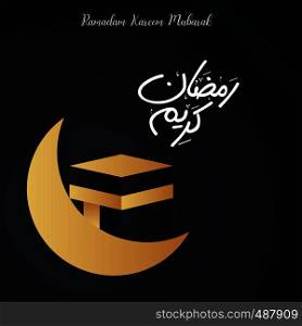 Cresent Moon Welcome Ramadan Kareem Background with Kabba