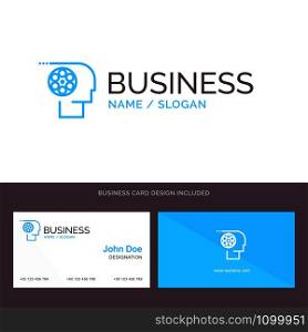 Crew, Film, Job, Movie, Personnel Blue Business logo and Business Card Template. Front and Back Design