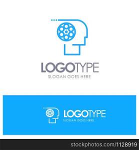 Crew, Film, Job, Movie, Personnel Blue outLine Logo with place for tagline