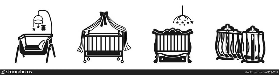 Crib icons set. Simple set of crib vector icons for web design on white background. Crib icons set, simple style