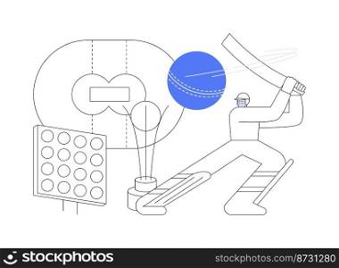 Cricket abstract concept vector illustration. Professional player, sports equipment, cricket championship, playground field, international league, play ball, outdoor stadium abstract metaphor.. Cricket abstract concept vector illustration.