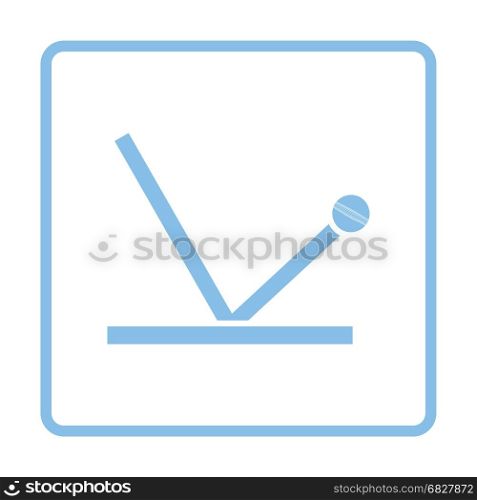 Cricket ball trajectory icon. Blue frame design. Vector illustration.