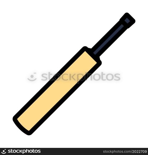 Cricket Bat Icon. Editable Bold Outline With Color Fill Design. Vector Illustration.
