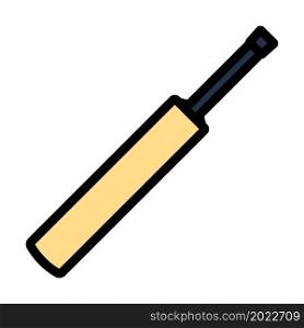Cricket Bat Icon. Editable Bold Outline With Color Fill Design. Vector Illustration.