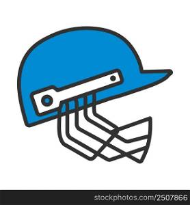 Cricket Helmet Icon. Editable Bold Outline With Color Fill Design. Vector Illustration.