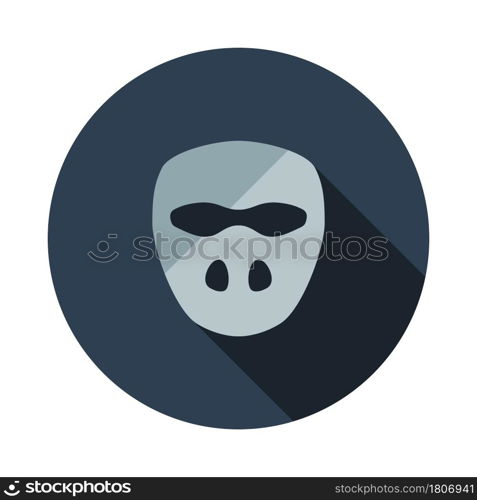 Cricket Helmet Icon. Flat Circle Stencil Design With Long Shadow. Vector Illustration.