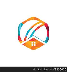 Cricket home vector logo design. Cricket place logo concept. 