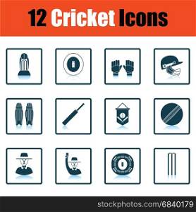 Cricket icon set. Shadow reflection design. Vector illustration.