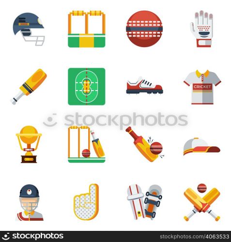 Cricket Icons Set. Cricket Vector Illustration. Cricket Flat Symbols. Cricket Design Set. Cricket Elements Collection.. Cricket Icons Set