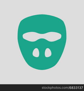 Cricket mask icon. Gray background with green. Vector illustration.