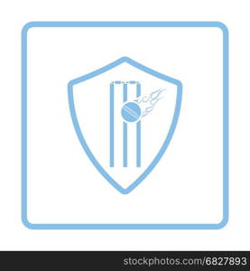 Cricket shield emblem icon. Blue frame design. Vector illustration.