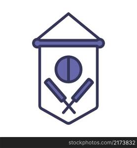 Cricket Shield Emblem Icon. Editable Bold Outline With Color Fill Design. Vector Illustration.