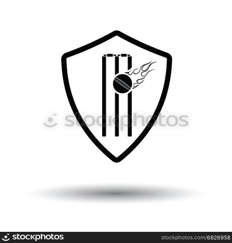 Cricket shield emblem icon. White background with shadow design. Vector illustration.