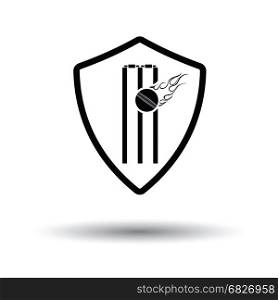 Cricket shield emblem icon. White background with shadow design. Vector illustration.