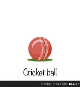 Cricket sports red game ball, vector illustration