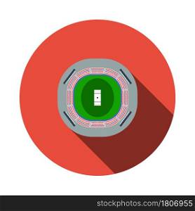 Cricket Stadium Icon. Flat Circle Stencil Design With Long Shadow. Vector Illustration.