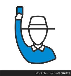 Cricket Umpire With Hand Holding Card Icon. Editable Bold Outline With Color Fill Design. Vector Illustration.