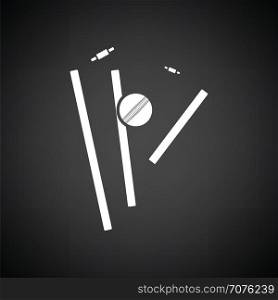 Cricket wicket icon. Black background with white. Vector illustration.
