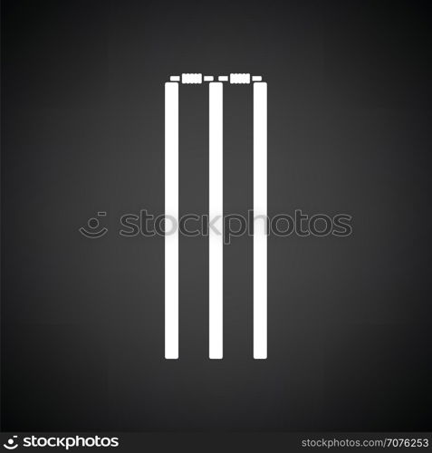 Cricket wicket icon. Black background with white. Vector illustration.