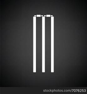 Cricket wicket icon. Black background with white. Vector illustration.