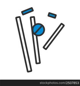 Cricket Wicket Icon. Editable Bold Outline With Color Fill Design. Vector Illustration.