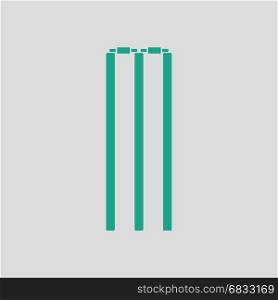 Cricket wicket icon. Gray background with green. Vector illustration.