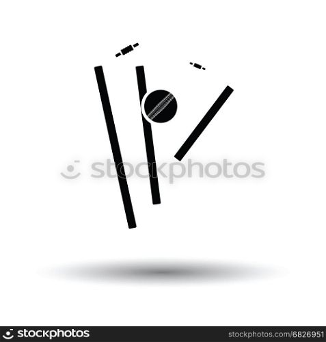 Cricket wicket icon. White background with shadow design. Vector illustration.