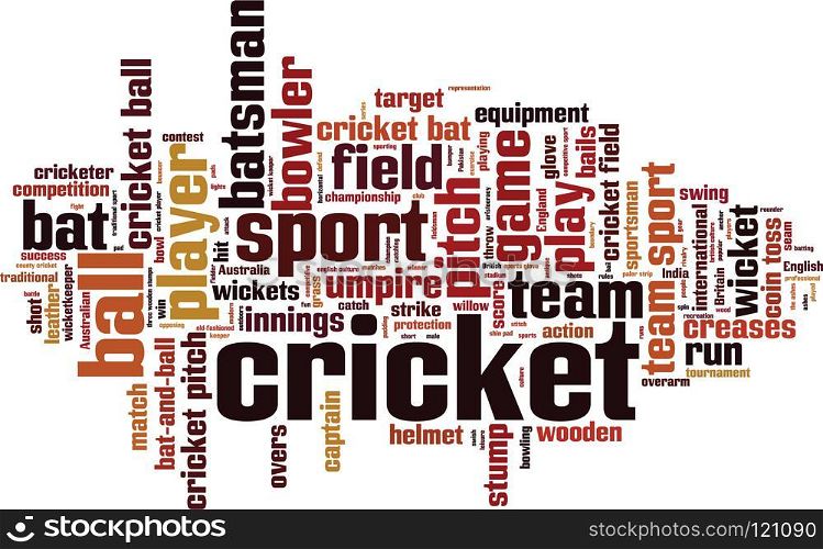 Cricket word cloud concept. Vector illustration