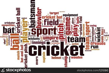 Cricket word cloud concept. Vector illustration
