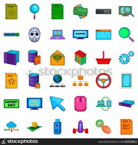 Crime icons set. Cartoon style of 36 crime vector icons for web isolated on white background. Crime icons set, cartoon style