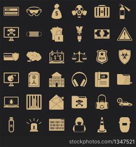 Crime icons set. Simple style of 36 crime vector icons for web for any design. Crime icons set, simple style