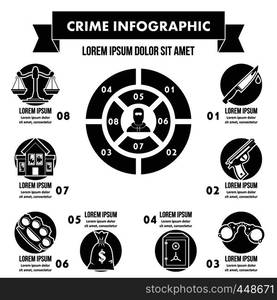 Crime infographic banner concept. Simple illustration of crime infographic vector poster concept for web. Crime infographic concept, simple style