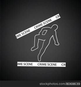 Crime scene icon. Black background with white. Vector illustration.