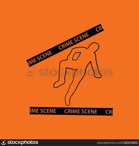 Crime scene icon. Orange background with black. Vector illustration.