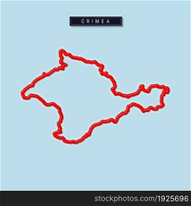 Crimea bold outline map. Glossy red border with soft shadow. Country name plate. Vector illustration.. Crimea bold outline map. Vector illustration